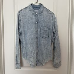 RAILS Ingrid Raw Hem Button Down Shirt Light Acid Wash Women’s Small
