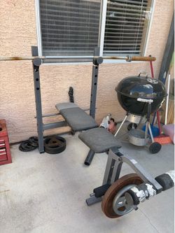 Barbell bench and weights
