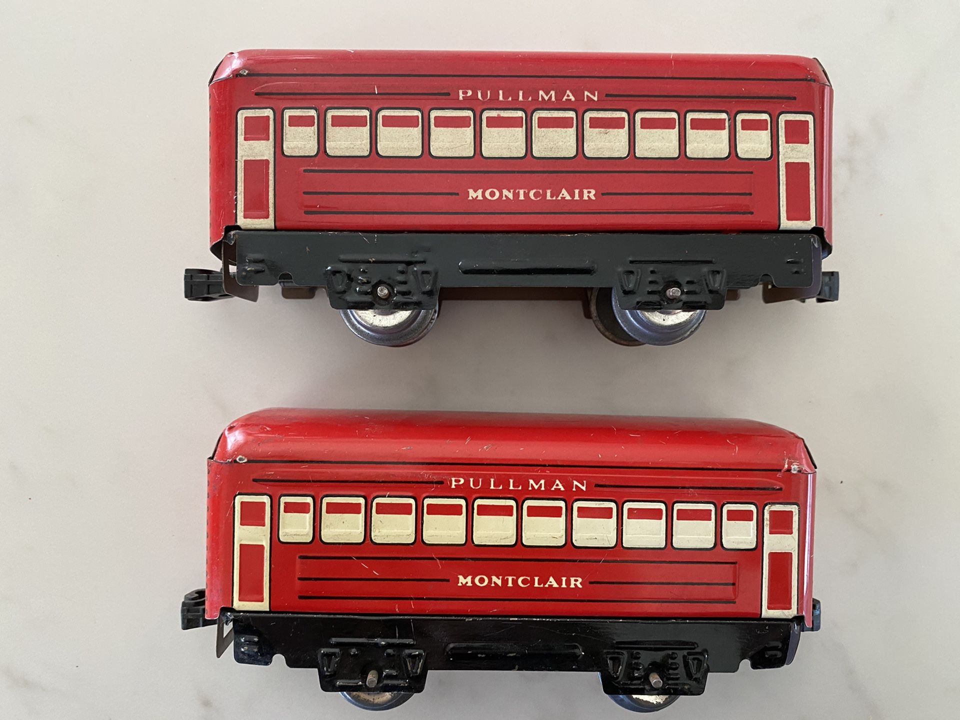 Vintage Marx Montclair Pullman Red Train Passenger Cars