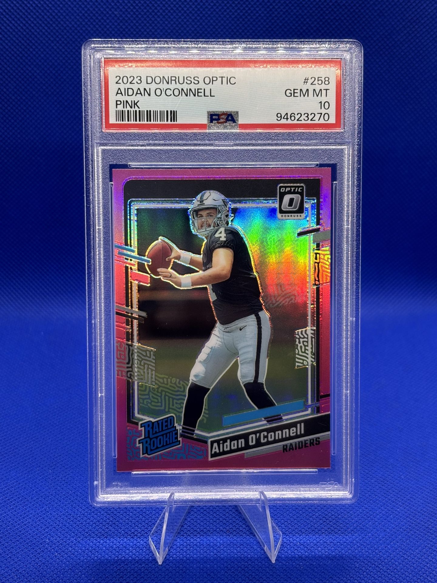 Aidan O’Connell Optic Pink Prizm RC – PSA 10 Gem Mint – Rated Rookie 🌸