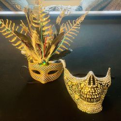 Masquerade and Rhinestone Skull Masks Two for $15.00