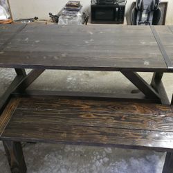 Wooden Table with Bench