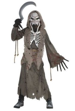 Grim Reaper Halloween Costume shrieking reaper child small 4-6