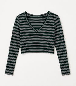 Green striped crop top