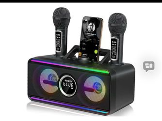 SDRD Bluetooth Karaoke Speaker with Two Wireless Microphones