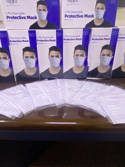 50 Pack 3-PLY White Face Mask Singles