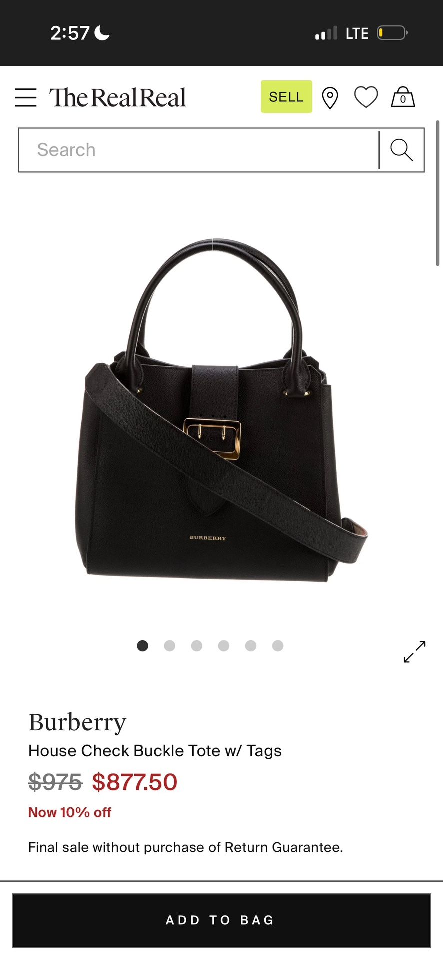 Burberry Black Grained Leather Medium Buckle Tote 