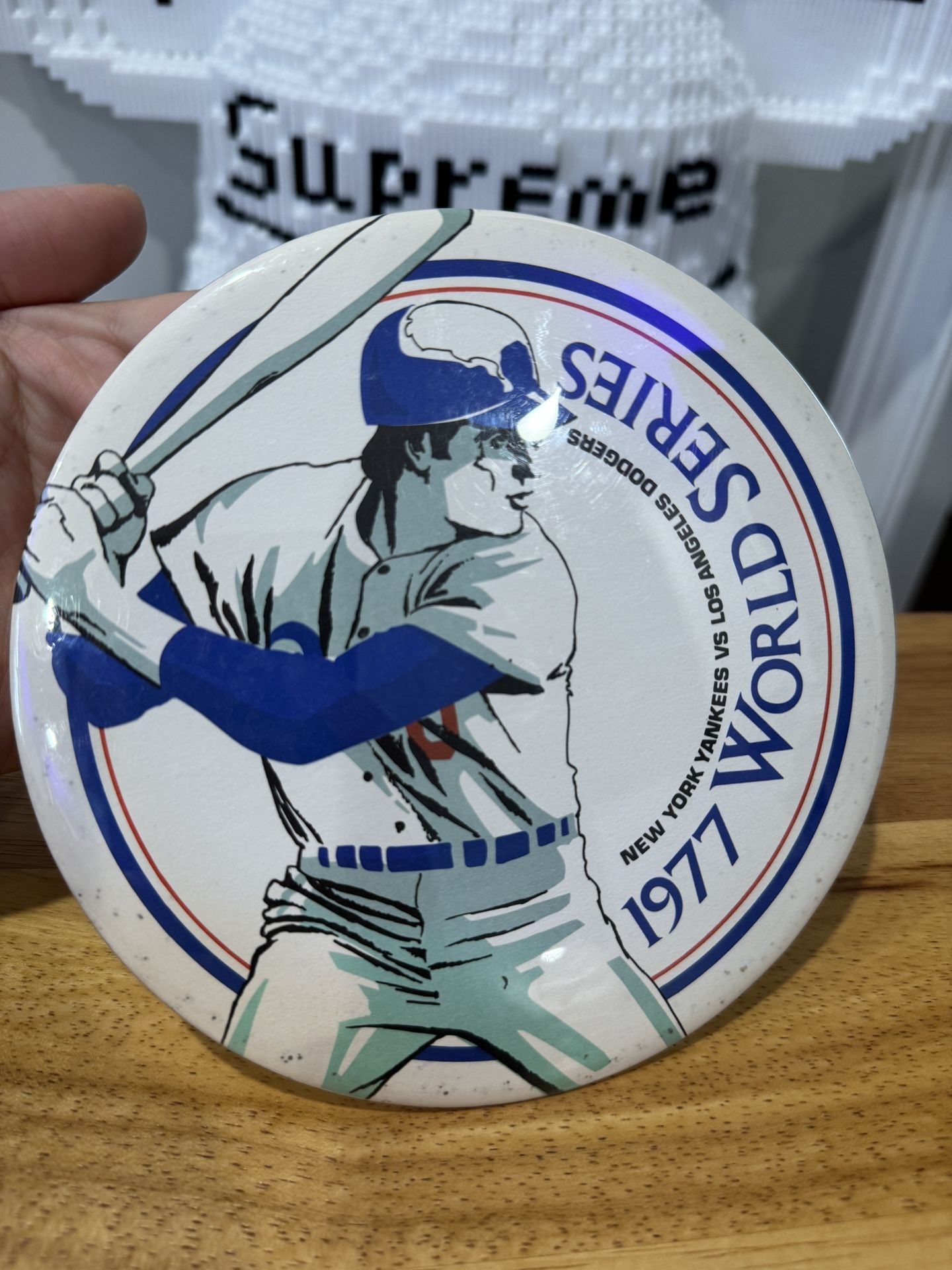 1977 Yankees vs. Dodgers World Series 6" Stand Up Pin Button *5616