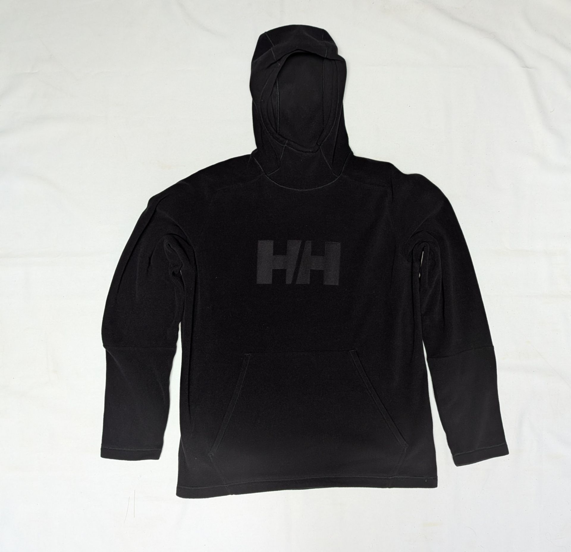Helly Hansen Hoodie Mens Medium Black Sweatshirt Tonal Logo Pullover Fleece
