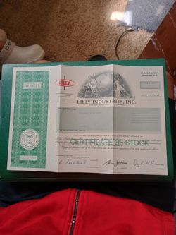 Lilly Industries Inc. Stock Certificate