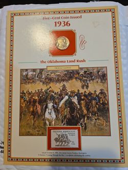 1936 Buffalo Nickel Oklahoma Land Rush Collector Card