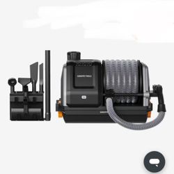 Giraffe Tools Grandstorm Retractable Vacuum with 30 FT Hose Anti-Kink, Wall-Mounted Vacuum Cleaner with 6 Nozzles for Garage Detailing Remote Control 