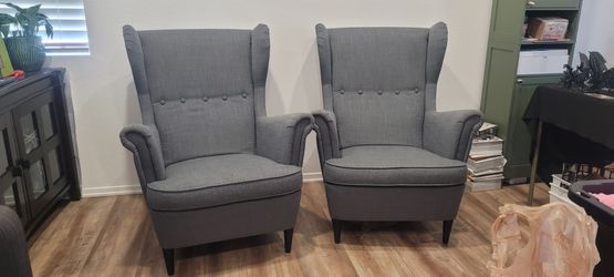 STRANDMON
Wing chair, Nordvalla dark gray
