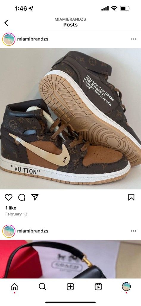 Lv Jordan 1 Off-white Men 8 9 