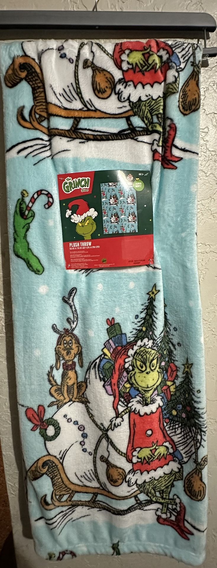 Light Blue Grinch Christmas Blanket