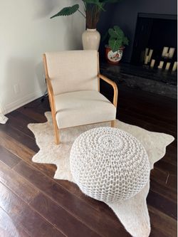 Esters Wood Armchair Cream/Natural Wood - Threshold™: Upholstered Vintage-Inspired Accent Chair
