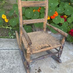 Vintage Child’s Rocking Chair With Wonderful Patina, Cottage Farmhouse Style