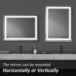 HOMCOM Illuminated LED Bathroom Vanity Makeup Wall Mirror, Set Of 2 Brand New Mirrors 
