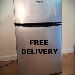 FREE DELIVERY - WHIRLPOOL MINI FRIDGE TWO DOOR WITH FREEZER VERY CLEAN LIKE NEW