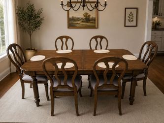 Living Space Solid Wood  Dining Room Set – Table 6 Chairs