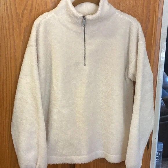 Loft Sherpa quarter zip pullover. Winter white. Womens size XXSP Extra Small Petite Sweater Sweatshirt Top Shirt