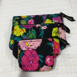 VERA BRADLEY 3 PIECE POUCH/MAKEUP SET.  SMALL, MEDIUM & LARGE.  PRETTIEST PATTERN OF ALL.