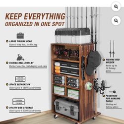 Ghosthorn Fishing Rod Holders for Garage 360 Degree Rotating Fishing Pole Holders Rod Rack Storage up to 10 Rods or Combos Fishing Gear Equipment Orga