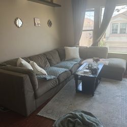 Taupe Fabric Sectional With Chaise 