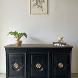 Black Media Console w/ Wood Top