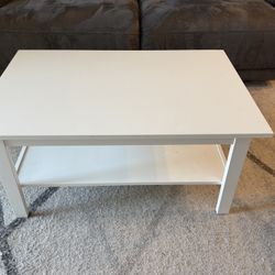 White Wood Coffee Table with Storage Shelf