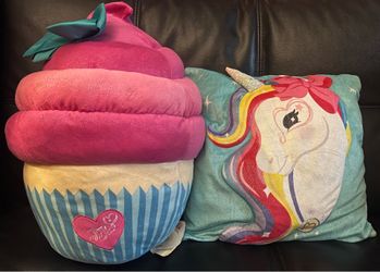 JoJo Siwa 16” Cupcake Pillow & Unicorn Pillow