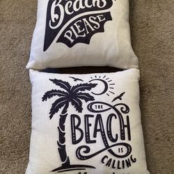 Hofdeco Beachy Pillows, Off White and Navy