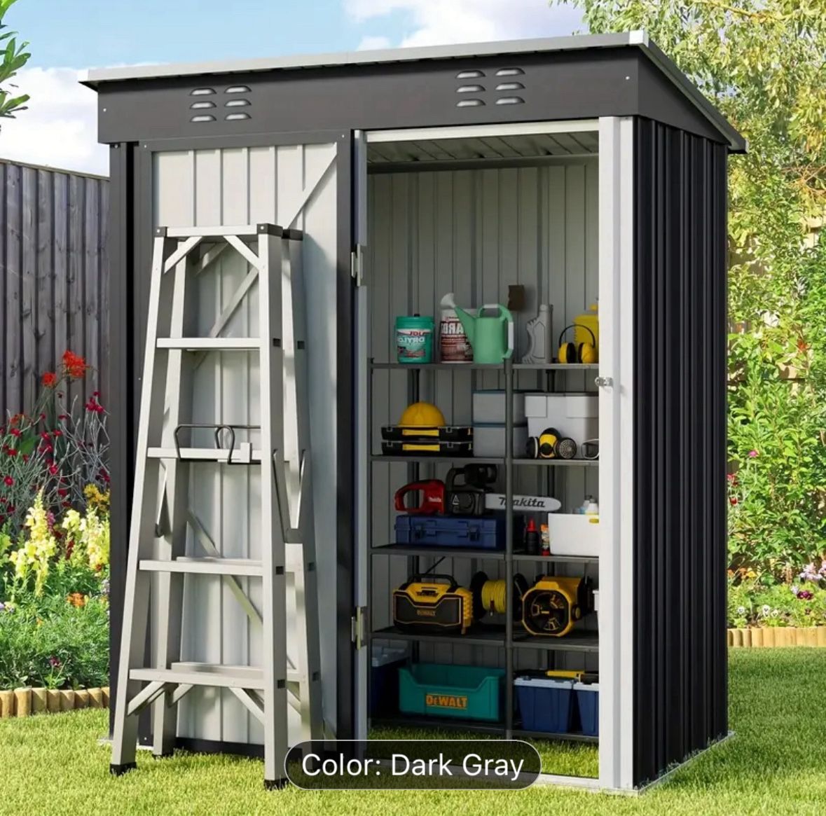New 3x5ft Metal Storage Shed—-grey