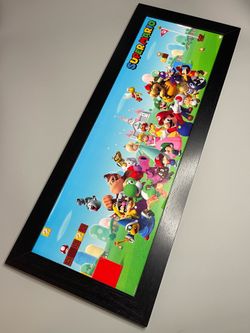 Nintendo Framed Super Mario Art Print - Mario Luigi Peach Bowser Yoshi 39x16