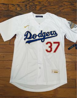 White Los Angeles dodgers teoscar Hernandez World Series championship opening day jersey