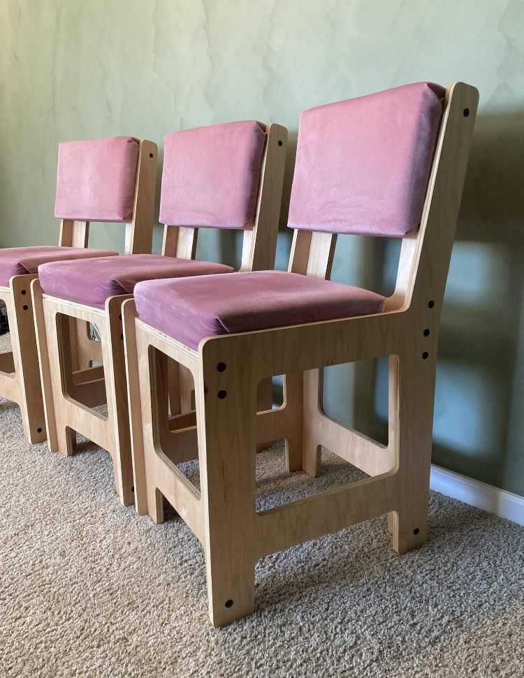 Wood And Velvet Counter Stools