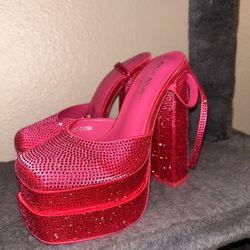 Pink Bedazzled Dollz Kill Heels 6.5