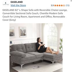 Grey Couch 83 W X 52 D 