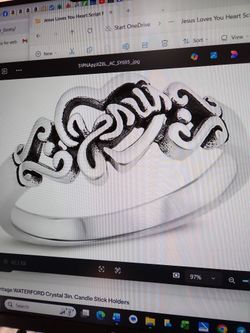 Jesus Loves You Heart Script Purity Ring 9.25 Sterling Silver Band Size 4