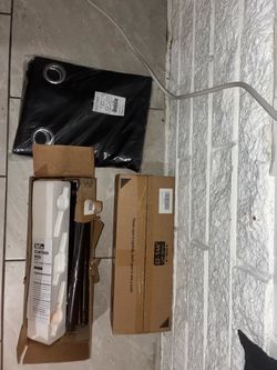 Curtain Rod and Black Blackout Curtains Bundle