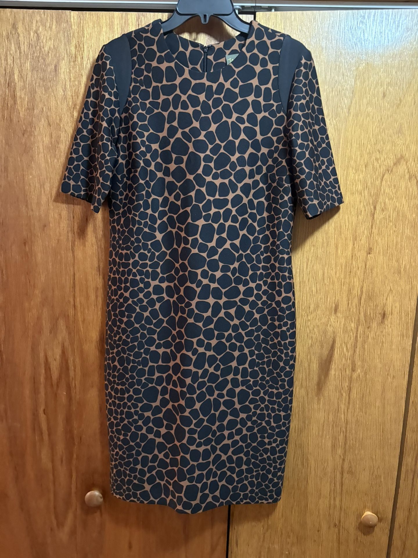 Taylor Black and Brown Patterned Midi Dress