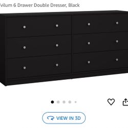 Tvilum 6 Drawer Double Dresser, Black