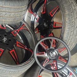 26” SD rims w/ matching steering wheel 