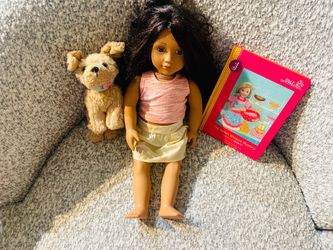 Our generation 18 inch doll with book, outfit and plush