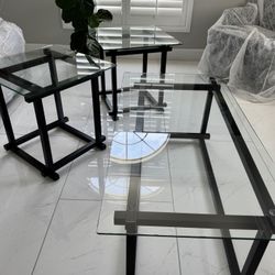 Glass and Metal Coffee Table