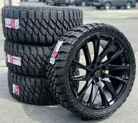 24” Chevy Silverado GMC Sierra Replica Wheels & Tires Off-Road Tahoe Yukon Escalade Suburban Rines Y