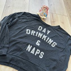 DAY DRINKING & NAPS - RAGLAN SWEATSHIRT - TRIBLACK