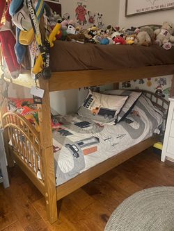 Oak Bunk Beds with Mattresses.