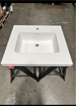 New 25"x22" Solid Surface Vessel Vanity Top in Matt White Basin