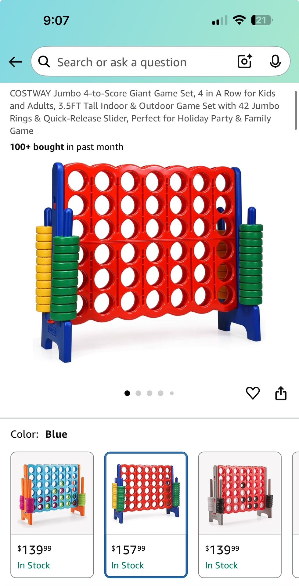 Amazon Jumbo Connect Four Game